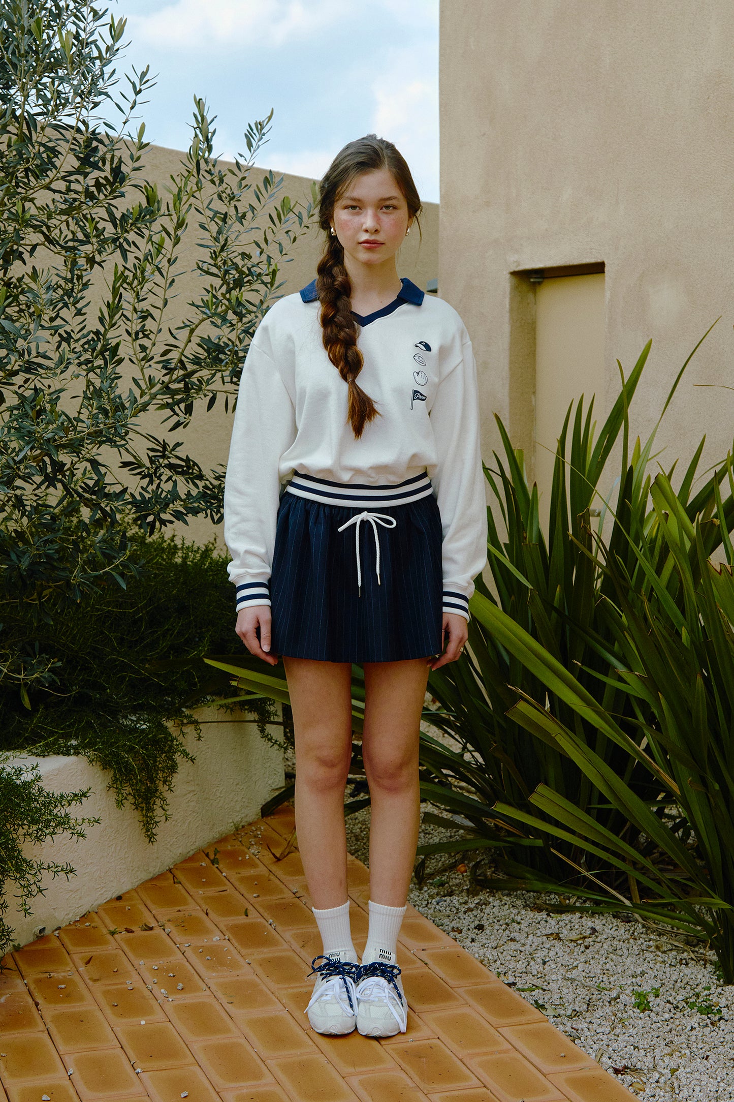 piv'vee pinstripe drawstring mini skirt - the golf season | one stop for your golf shopping!