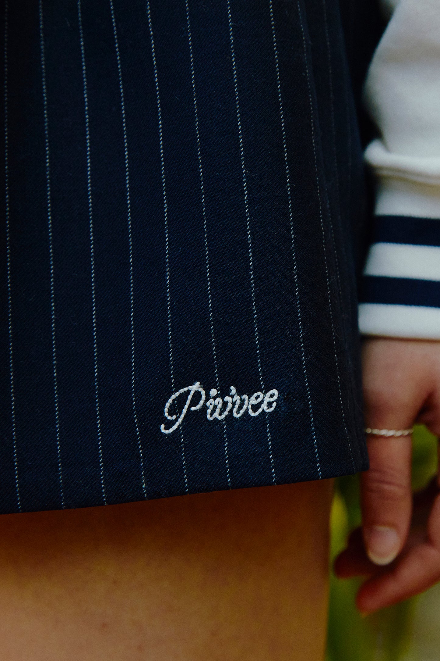 piv'vee pinstripe drawstring mini skirt - the golf season | one stop for your golf shopping!