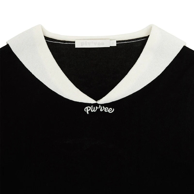 piv'vee sailor short sleeve knit top - black
