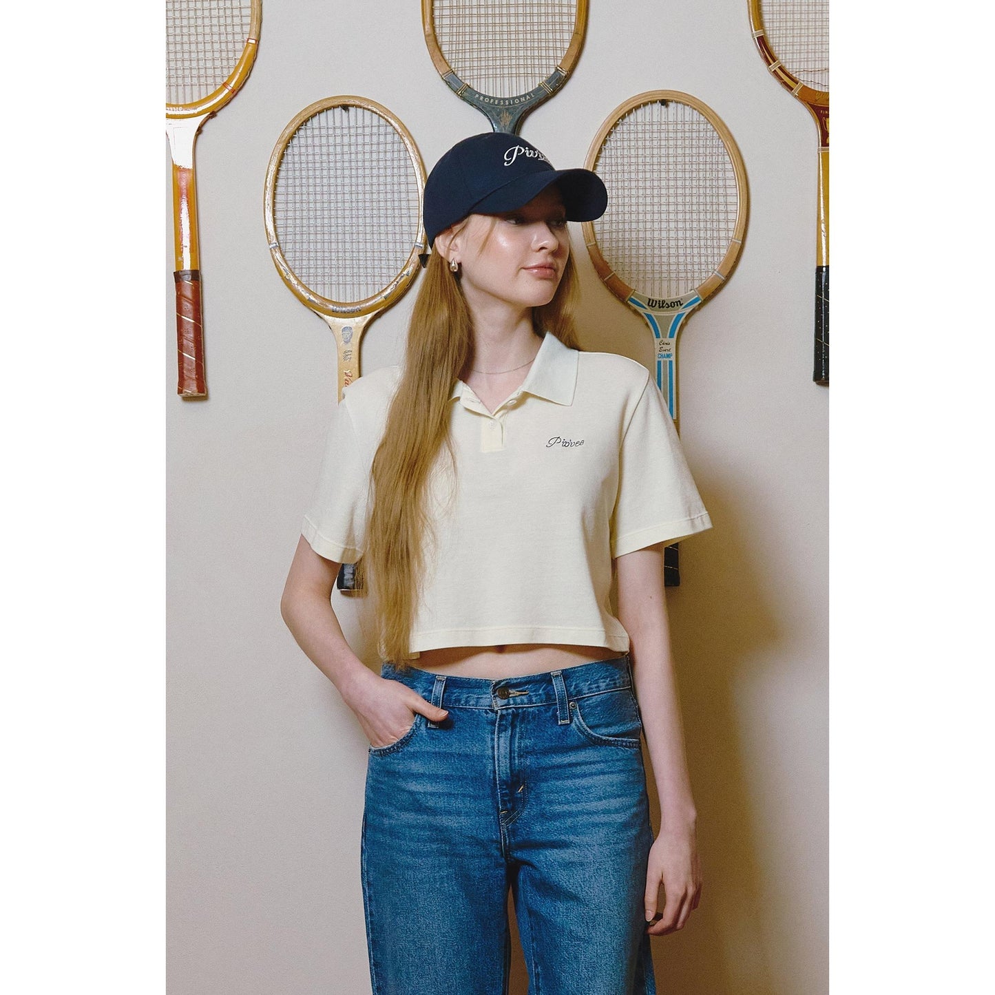 piv'vee lettering crop pk shirt - the golf season | one stop for your golf shopping!