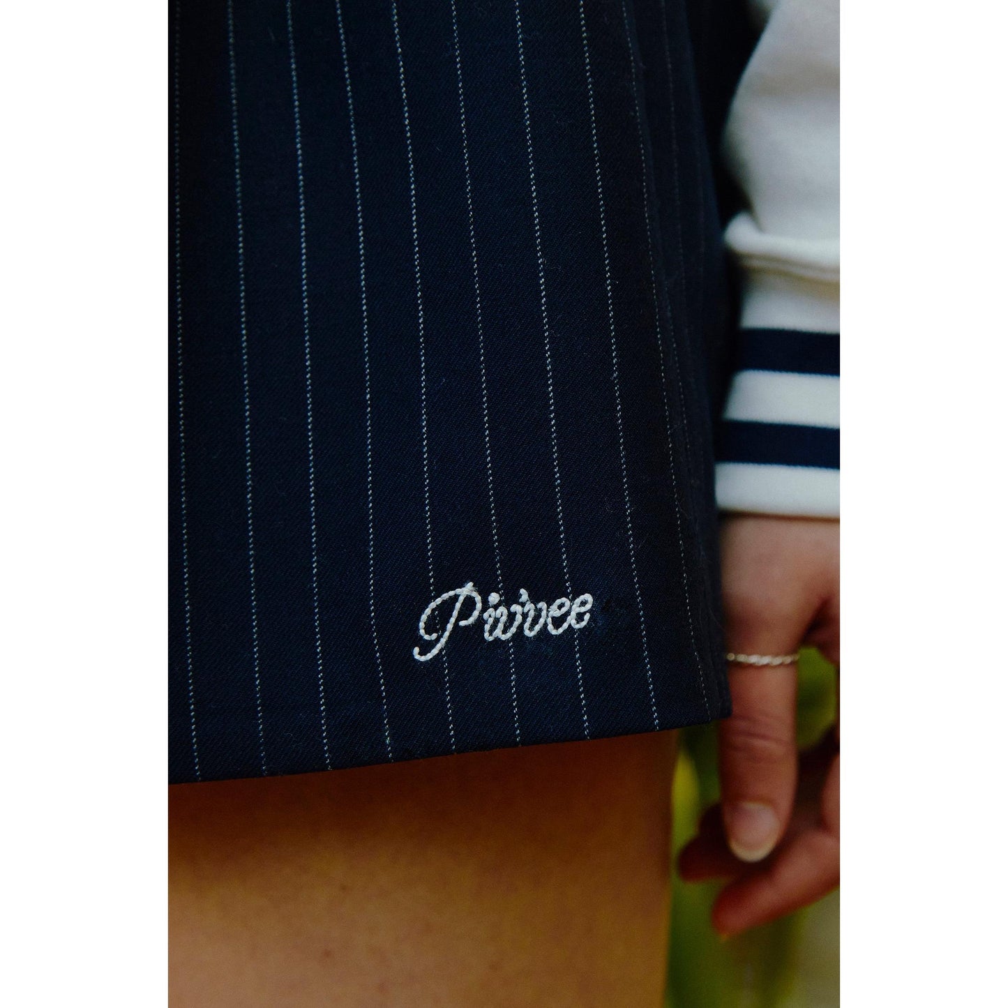 piv'vee pinstripe drawstring mini skirt - the golf season | one stop for your golf shopping!