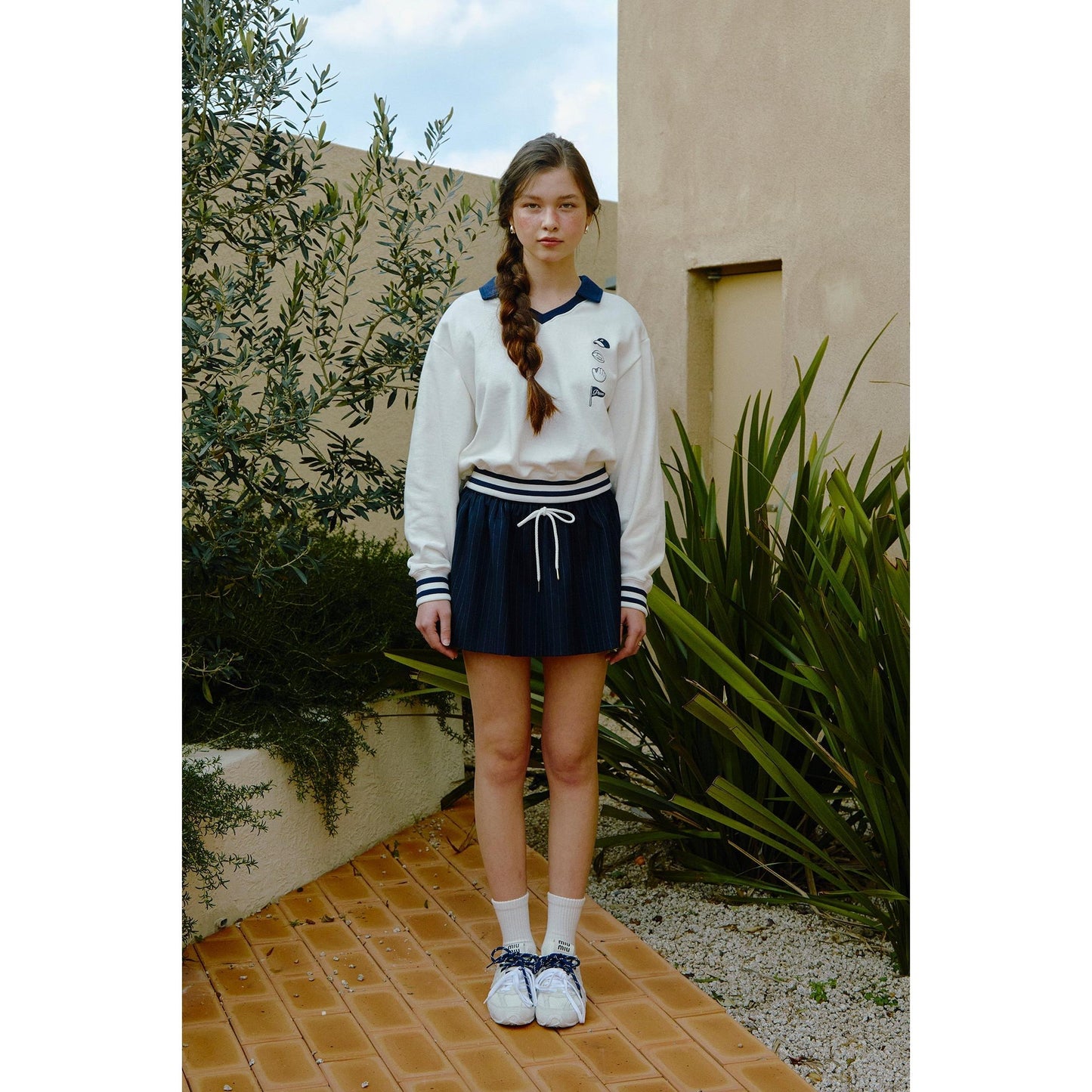 piv'vee pinstripe drawstring mini skirt - the golf season | one stop for your golf shopping!