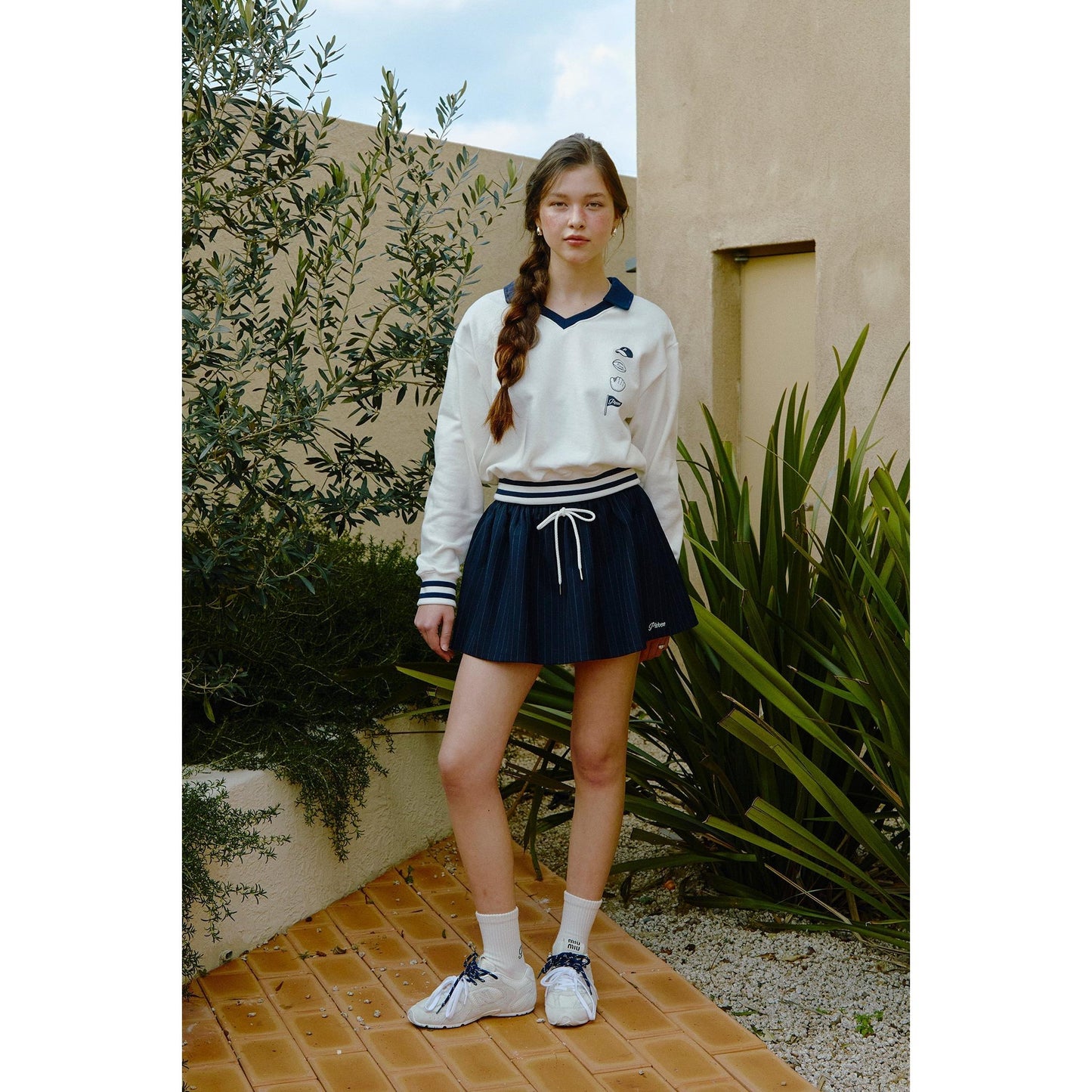 piv'vee pinstripe drawstring mini skirt - the golf season | one stop for your golf shopping!