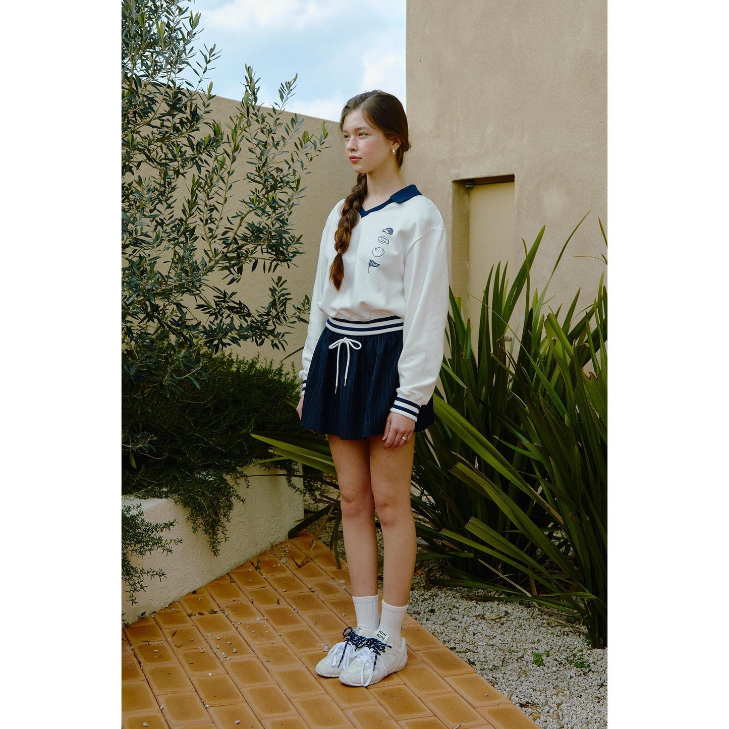piv'vee pinstripe drawstring mini skirt - the golf season | one stop for your golf shopping!