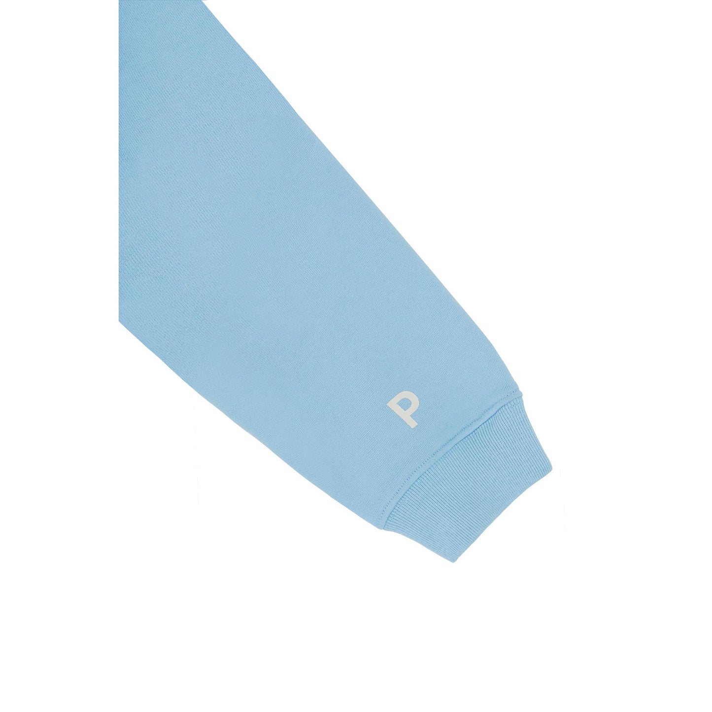 piv'vee light blue sweatshirt with logo detail on sleeve for cozy casual wear
