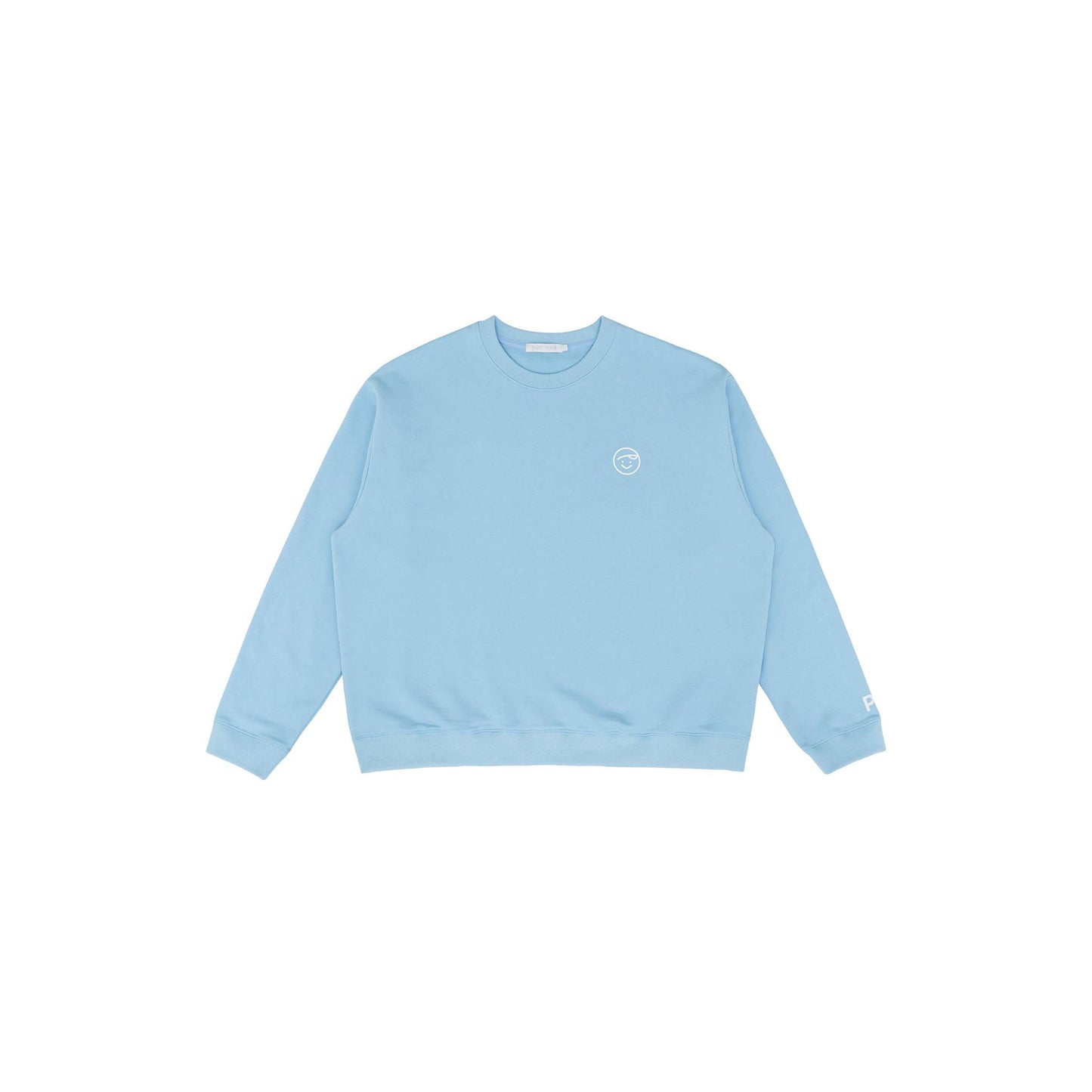 light blue piv'vee sweatshirt with a minimal logo for casual comfort and style