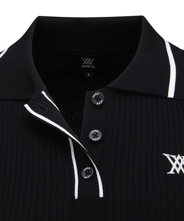 anew golf women's sm stripe texture short sleeve sweater - the golf season | one stop for your golf shopping!