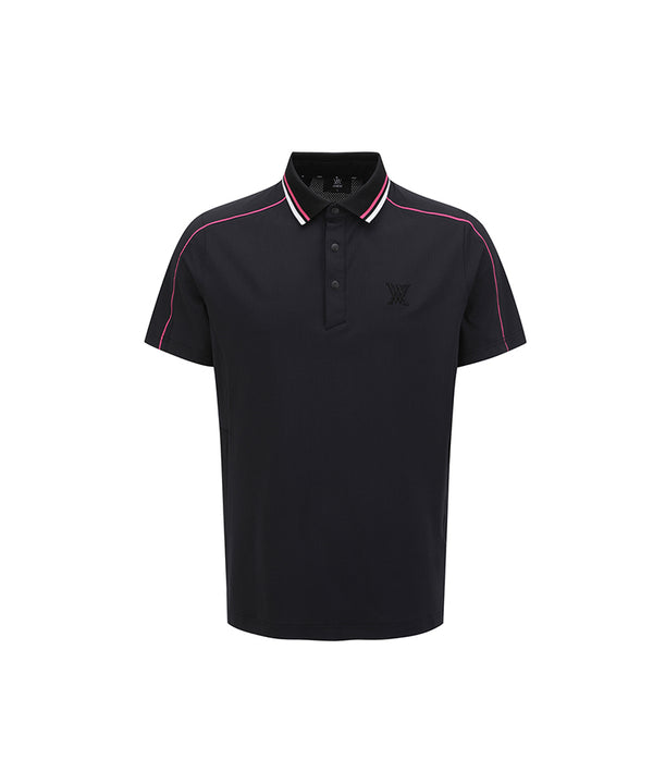 ANEW Men's SM Knit Collar Short T-Shirt - Black - The Golf Season | One Stop for Your Golf Shopping!