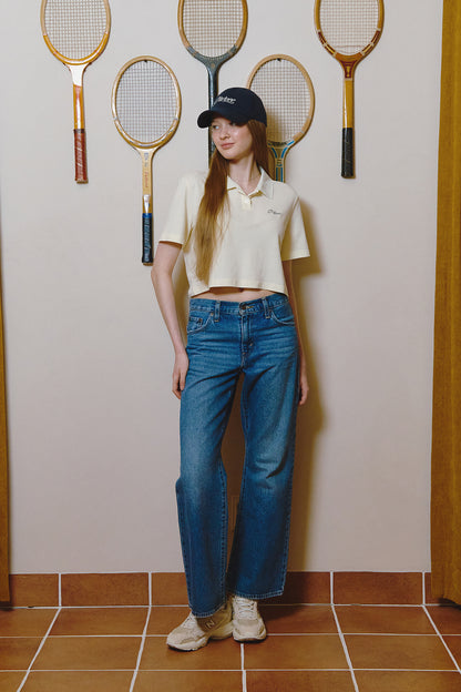 Piv'vee Lettering Crop PK Shirt - The Golf Season | One Stop for Your Golf Shopping!