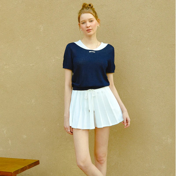 Piv'vee Sailor Short Sleeve Knit Top - Black