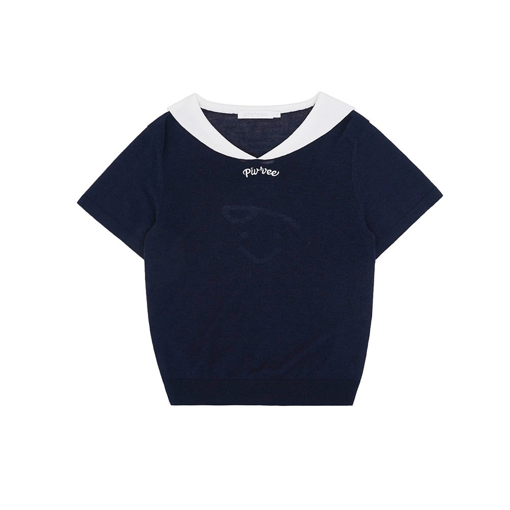 piv'vee sailor short sleeve knit top - 2 colors