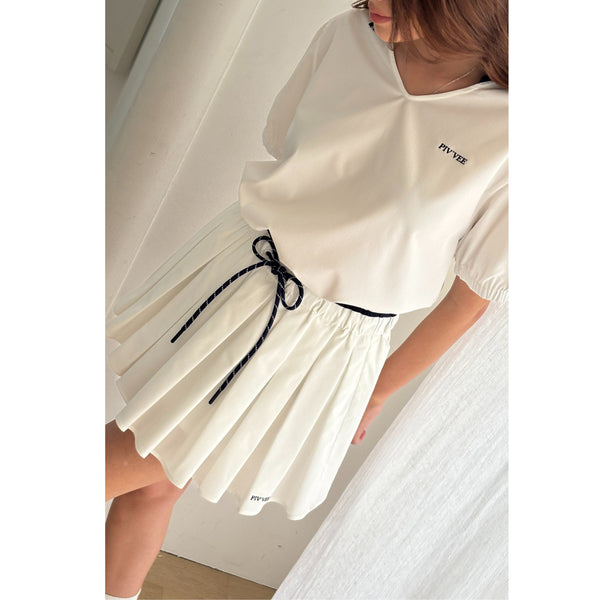 Piv'vee Two Tone Banding Pleated Skirt