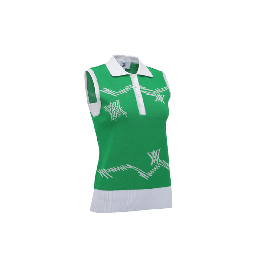 anew-anew golf women's sm logo pattern knit vest - green-s-the golf season shop | one stop for your golf shopping!