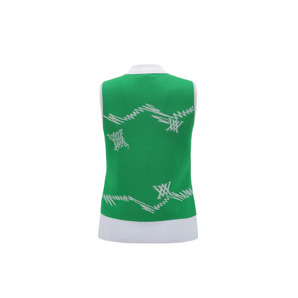 Anew-ANEW Golf Women's SM Logo Pattern Knit Vest - Green-XS-The Golf Season Shop | One Stop for Your Golf Shopping!