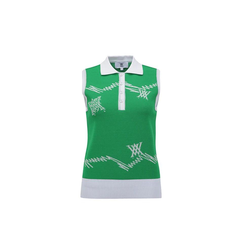 Anew-ANEW Golf Women's SM Logo Pattern Knit Vest - Green-XS-The Golf Season Shop | One Stop for Your Golf Shopping!