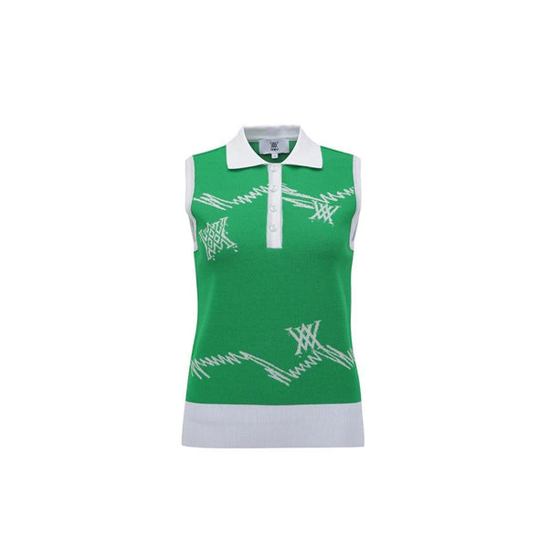 Anew-ANEW Golf Women's SM Logo Pattern Knit Vest - Green-XS-The Golf Season Shop | One Stop for Your Golf Shopping!