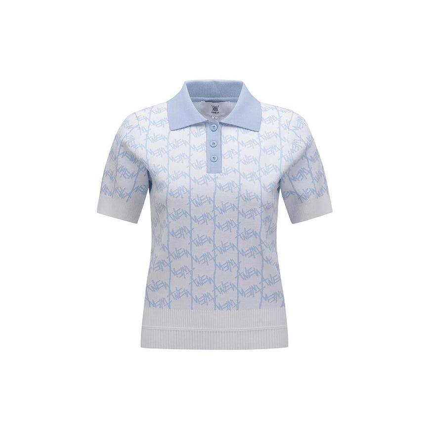 anew golf women's sm logo pattern short sleeve sweater - the golf season | one stop for your golf shopping!