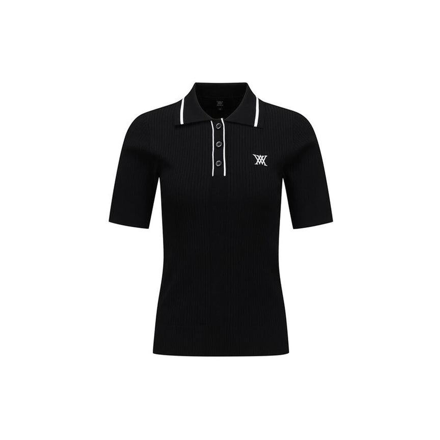 anew golf women's sm stripe texture short sleeve sweater - the golf season | one stop for your golf shopping!