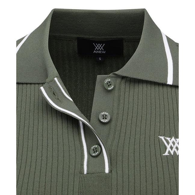 Anew-ANEW Golf Women's SM Stripe Texture Short Sleeve Sweater - Light Khaki-XS-The Golf Season Shop | One Stop for Your Golf Shopping!