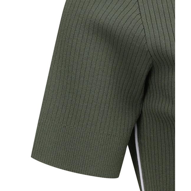 Anew-ANEW Golf Women's SM Stripe Texture Short Sleeve Sweater - Light Khaki-XS-The Golf Season Shop | One Stop for Your Golf Shopping!