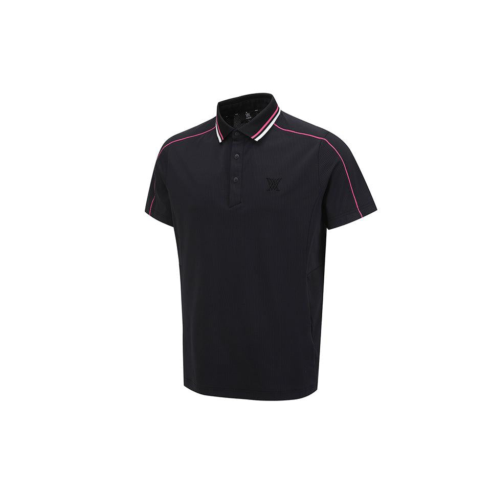 ANEW Men's SM Knit Collar Short T-Shirt - Black