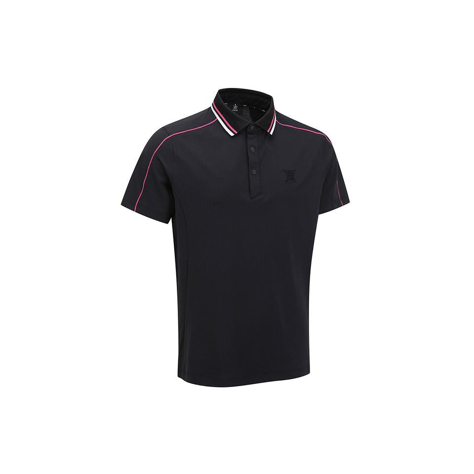 ANEW Men's SM Knit Collar Short T-Shirt - Black
