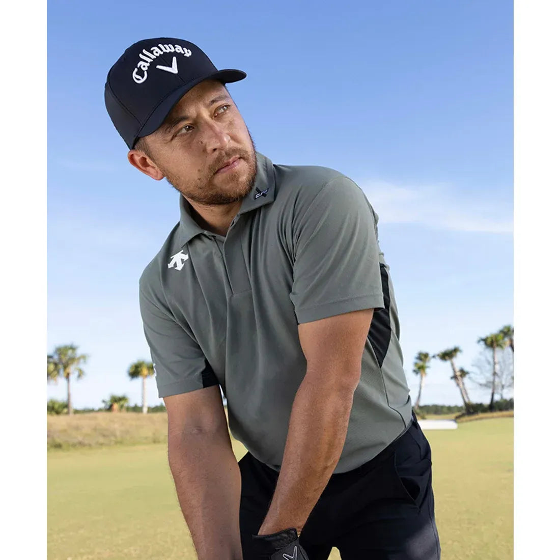 Descente-DESCENTE GOLF Xander Tour Men's Euro Jersey Boarder Shirt-The Golf Season Shop | One Stop for Your Golf Shopping!