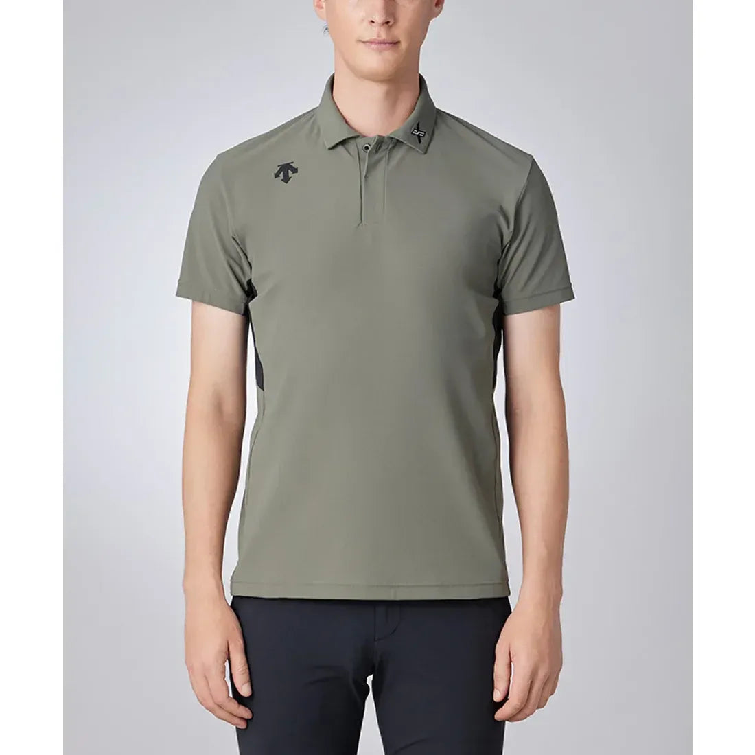 descente-descente golf xander tour men's euro jersey boarder shirt-khaki-m-the golf season shop | one stop for your golf shopping!