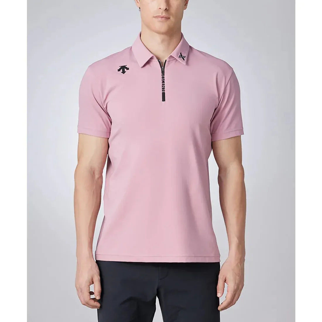 descente-descente golf xander tour men's flex smooth shirt-pink-s-the golf season shop | one stop for your golf shopping!