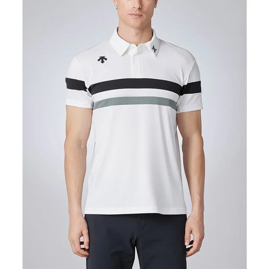 Descente-DESCENTE GOLF Xander Tricot Power Mesh Shirt-White-S-The Golf Season Shop | One Stop for Your Golf Shopping!