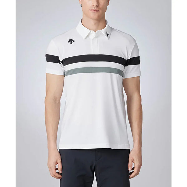 Descente-DESCENTE GOLF Xander Tricot Power Mesh Shirt-White-S-The Golf Season Shop | One Stop for Your Golf Shopping!