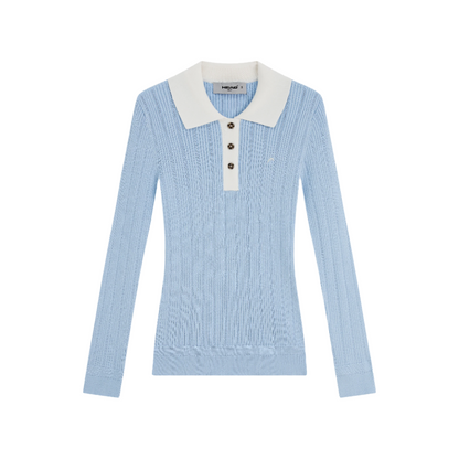 Head Golf Long Sleeve Pointelle Knit Polo|Women