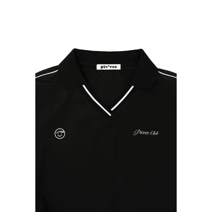 Piv'vee Club Piste Top in black with white detailing and logo for a stylish look