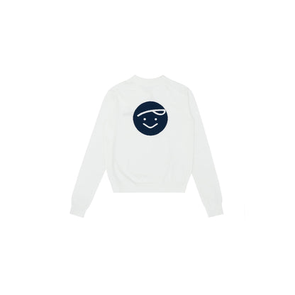 Piv'vee Giant Smiley Knit PK Shirt-Cloud White
