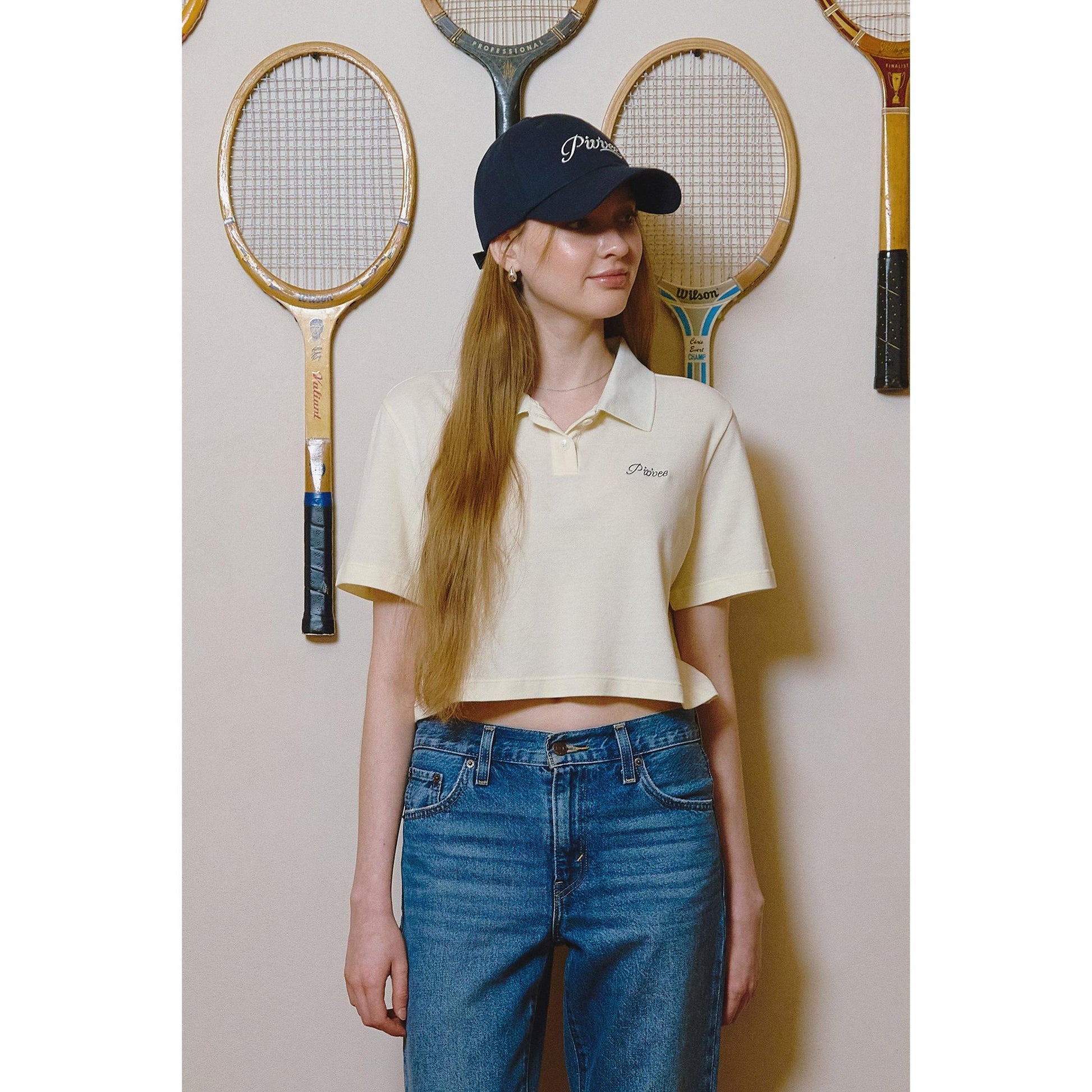Piv'vee Lettering Crop PK Shirt - The Golf Season | One Stop for Your Golf Shopping!