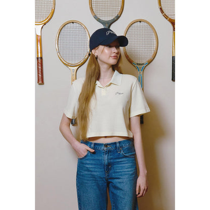 Piv'vee Lettering Crop PK Shirt - The Golf Season | One Stop for Your Golf Shopping!
