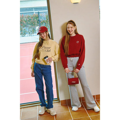 Piv'vee women's sweatshirts in yellow and red with casual jeans and sweatpants
